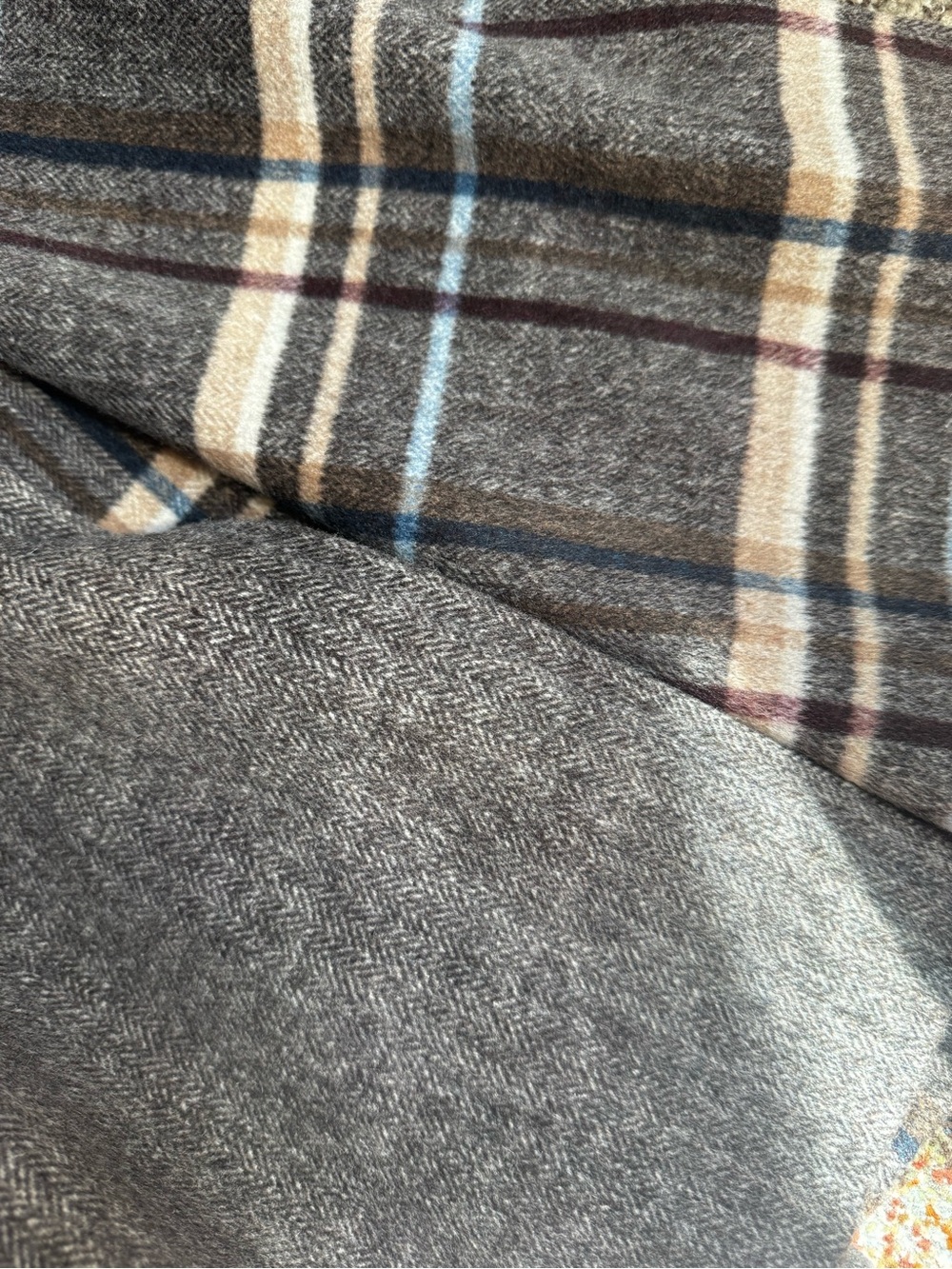 Banana Republic Reversible Wool Blend Long Coat in Brown/Plaid - Picture 6 of 7